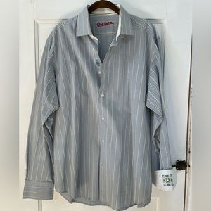 COPY - Robert Graham blue, yellow, white multicolor dress shirt. Size XL classi…